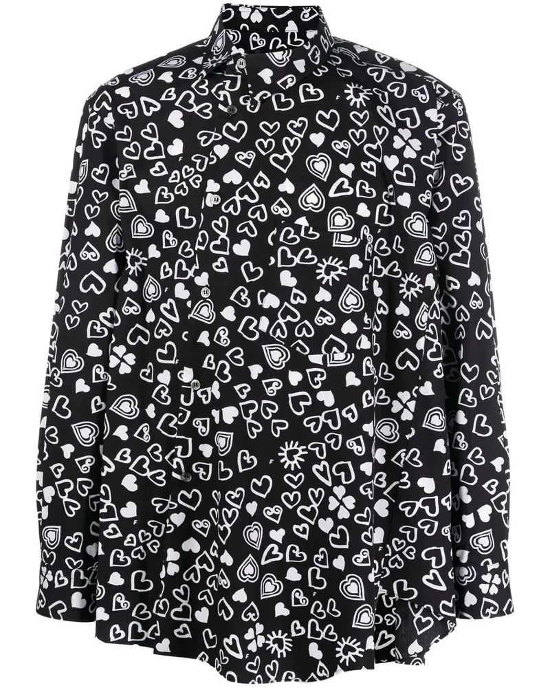 Comme des Garçons Hemd mit Herz-Print - Schwarz Schwarz