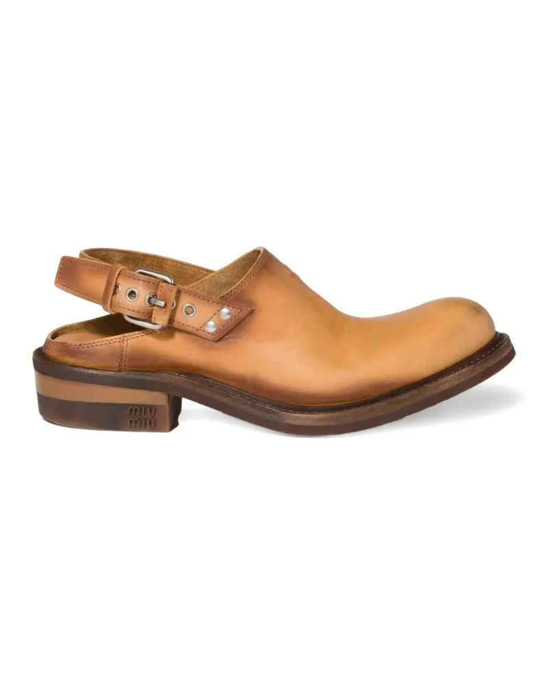 Miu Miu Foule leather mules - Braun Braun