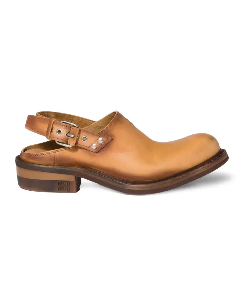 Miu Miu Foule leather mules - Braun Braun