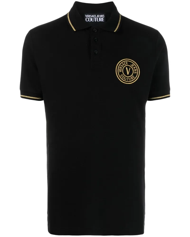 Versace Jeans Poloshirt mit Logo-Stickerei - Schwarz Schwarz