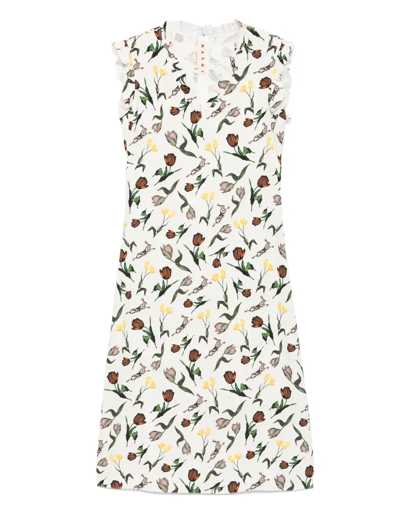 Marni Midikleid mit Blumen-Print - Nude Nude