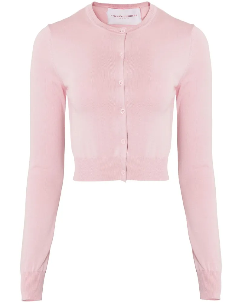 Carolina Herrera New York Cropped-Cardigan mit rundem Ausschnitt Rosa