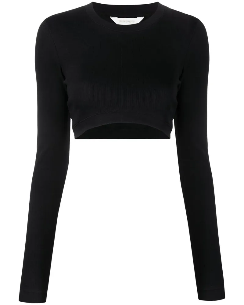 Palm Angels Fein geripptes Langarmshirt - Schwarz Schwarz