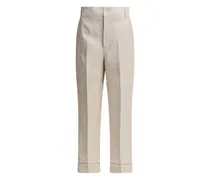 Leinenhose mit Bügelfalten - Nude