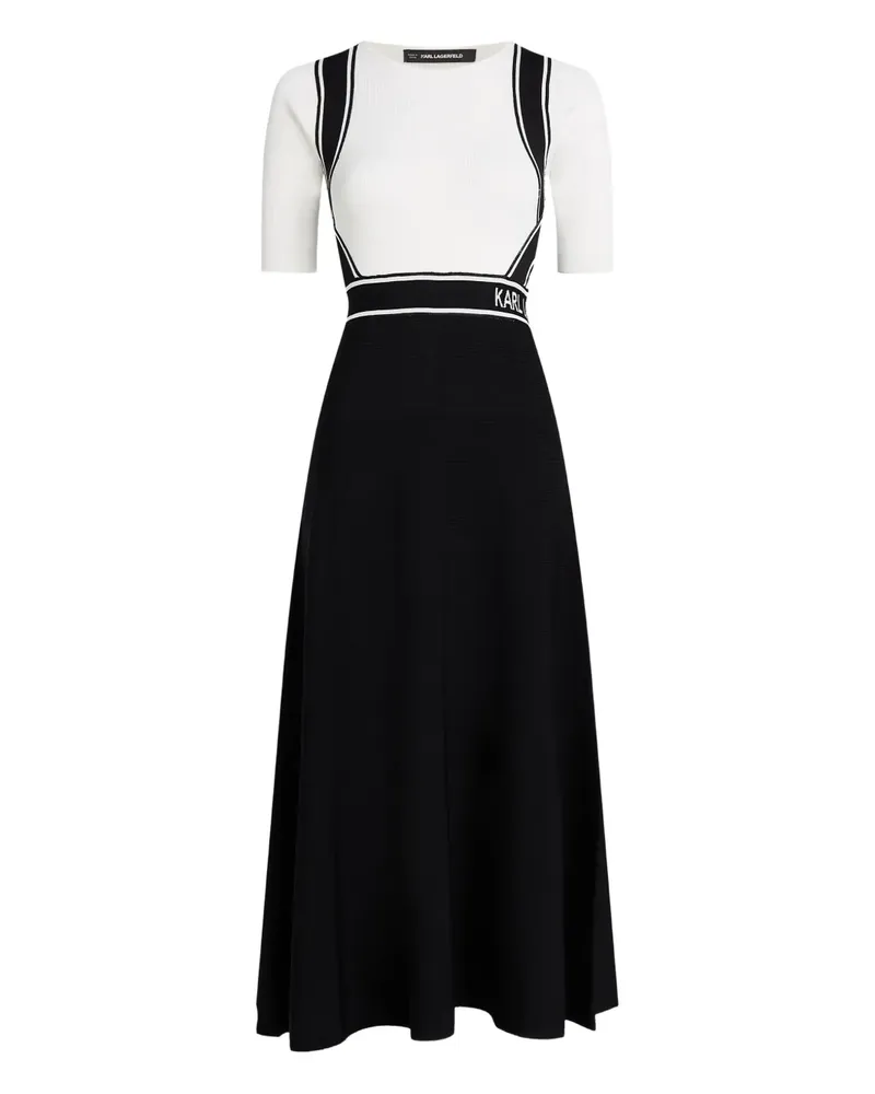 Karl Lagerfeld Gestricktes Midikleid mit Logo - Schwarz Schwarz