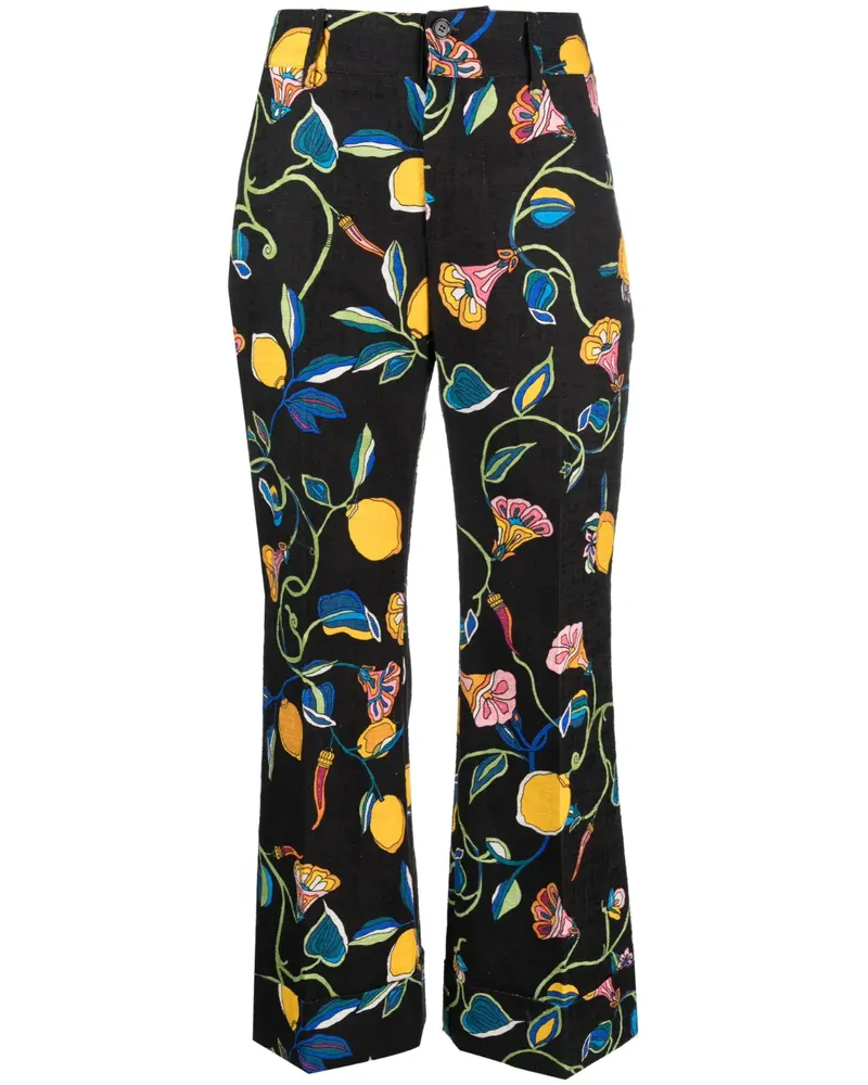 La DoubleJ Cropped-Hose mit Print - Schwarz Schwarz