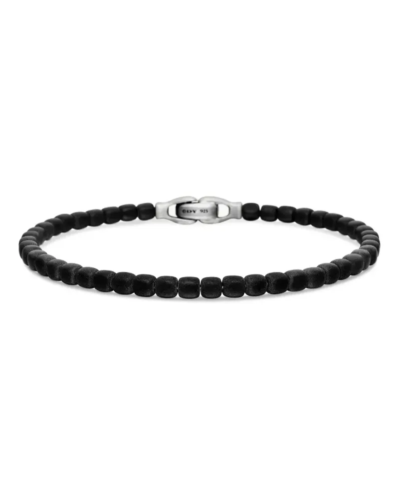 David Yurman Spiritual Beads Cushion Armband aus Sterlingsilber 4mm - Schwarz Schwarz