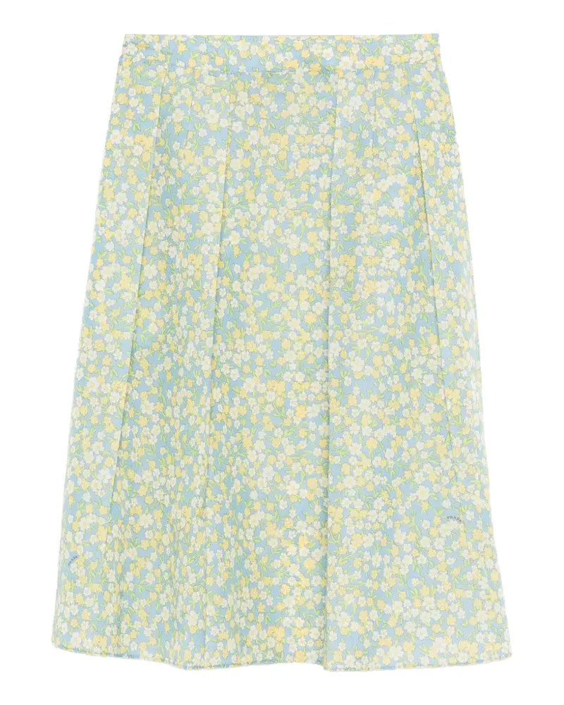 Prada floral-print pleated midi skirt - Blau Blau