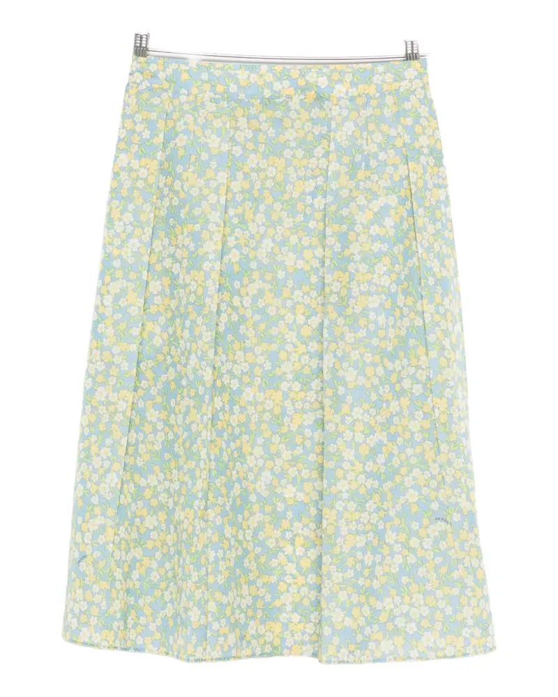 Prada floral-print pleated midi skirt - Blau Blau