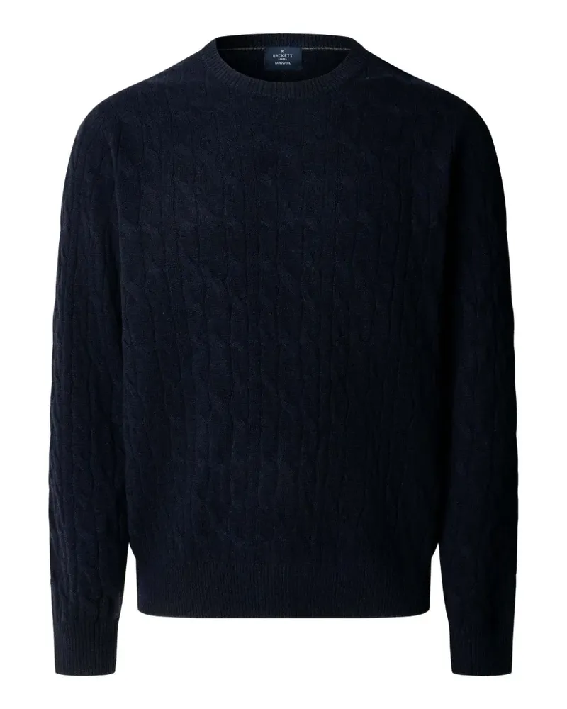 Hackett London Pullover aus Lammwolle mit Zopfmuster - Blau Blau