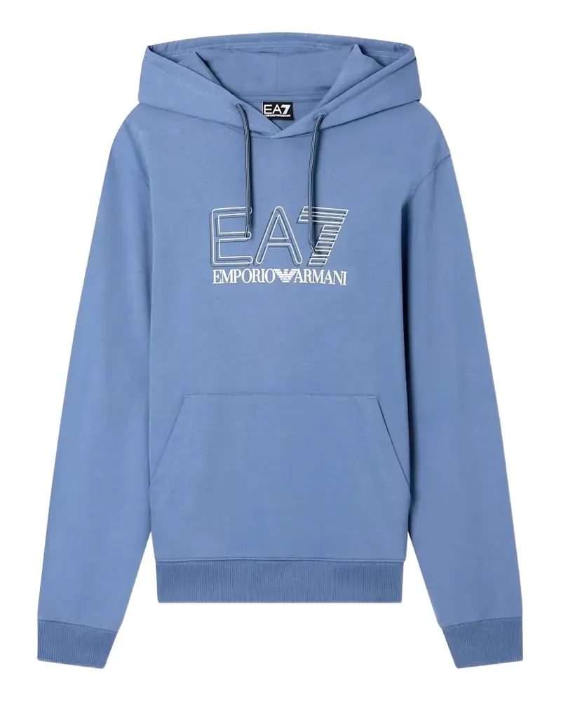 EA7 Hoodie mit Logo-Print - Blau Blau