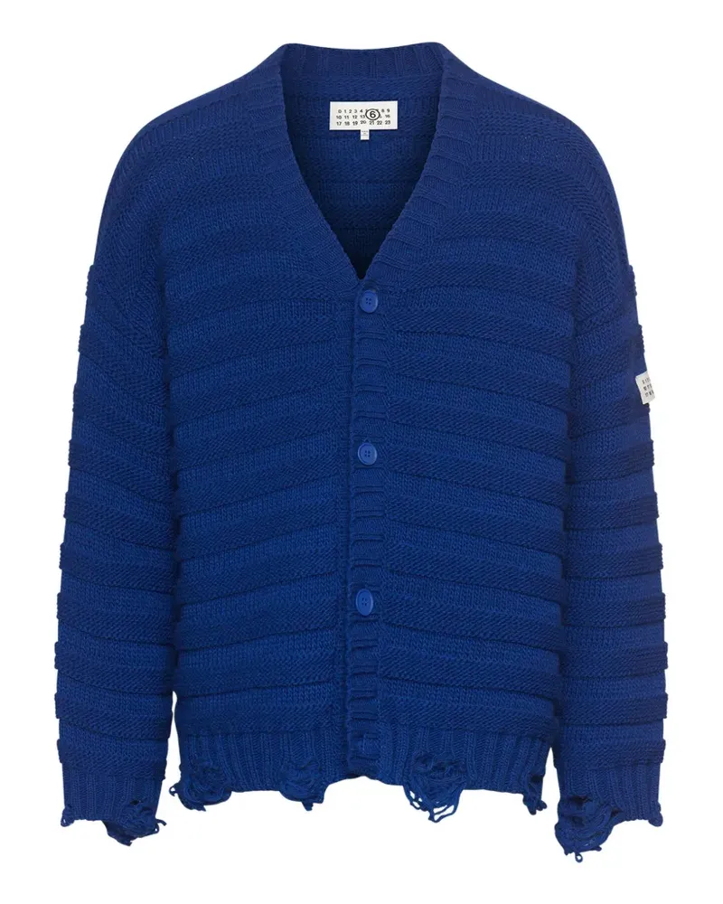 Maison Margiela Distressed-Cardigan mit Querstreifen - Blau Blau