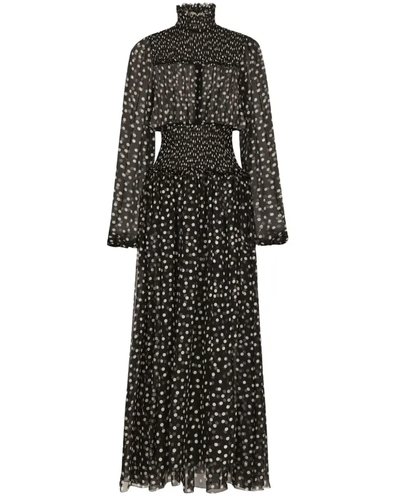 Dolce & Gabbana Seidenkleid mit Polka Dots - Schwarz Schwarz