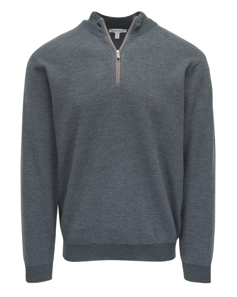 Peter Millar Strukturierter Pullover mit kurzem Reißverschluss - Grau Grau