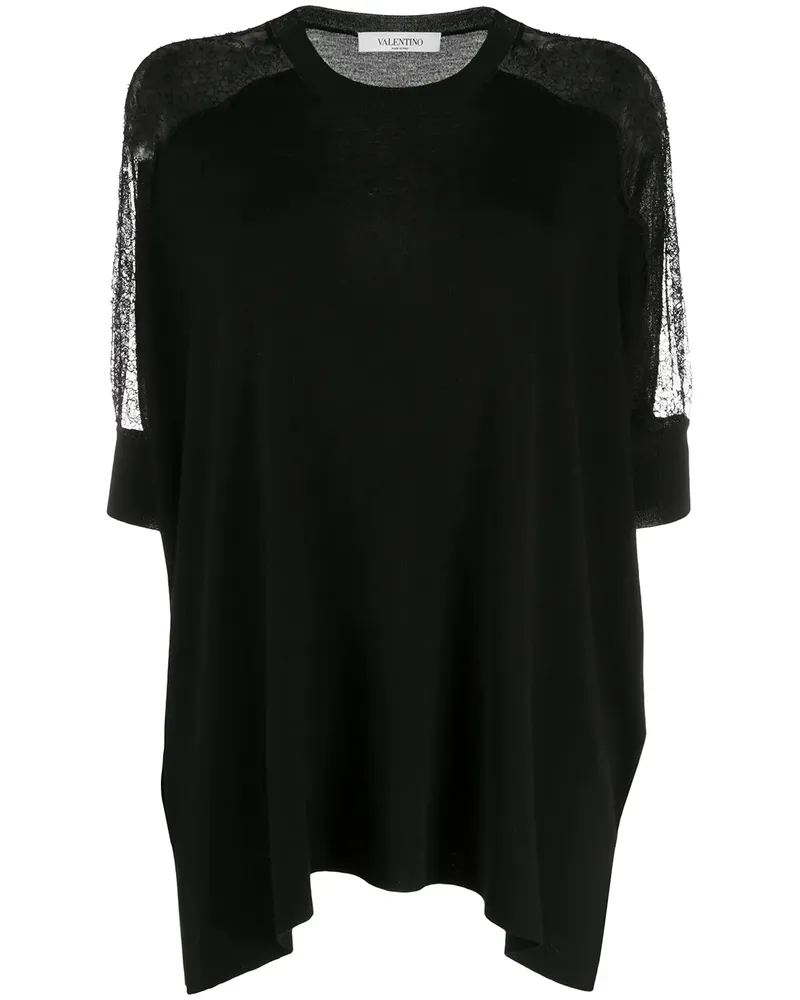 Valentino Garavani Stricktop mit Spitzeneinsatz - Schwarz Schwarz