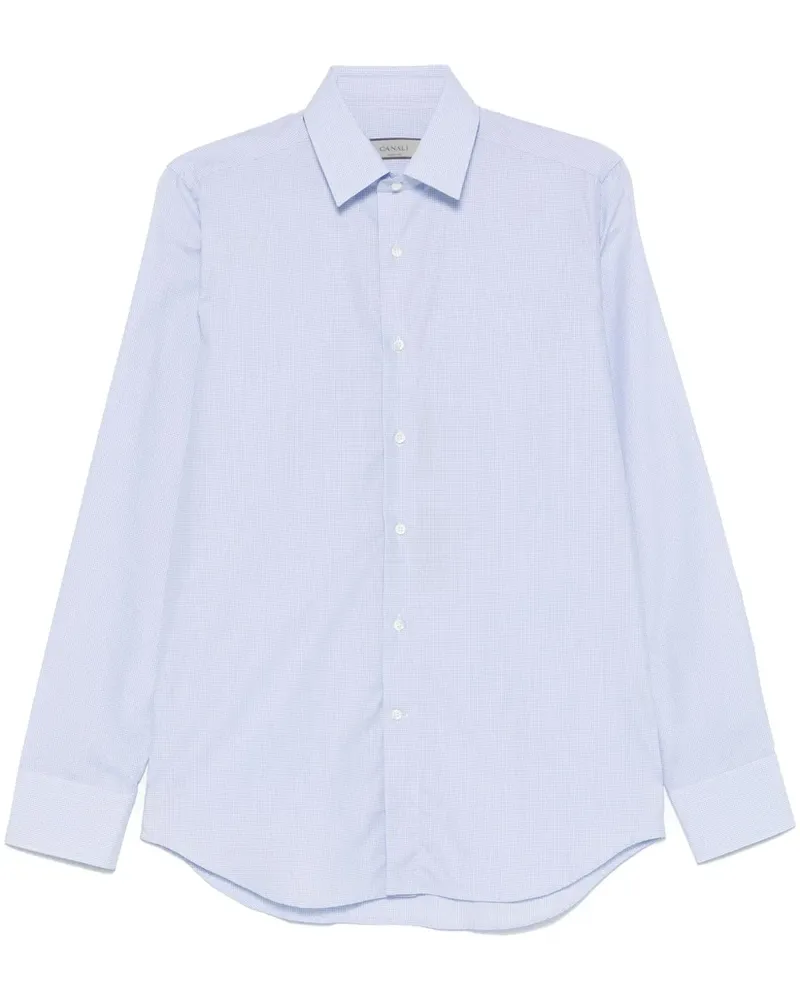 Canali Hemd mit Gittermuster Blau