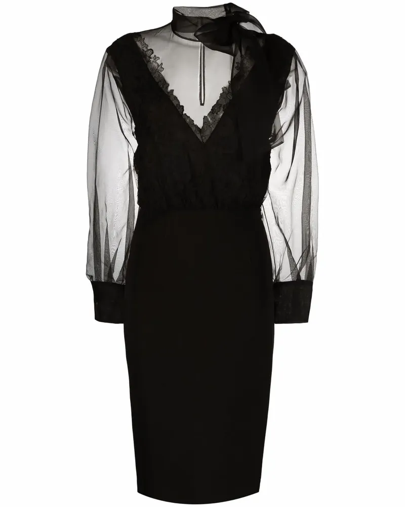 Valentino Garavani Kleid mit Schleifenkragen - Schwarz Schwarz