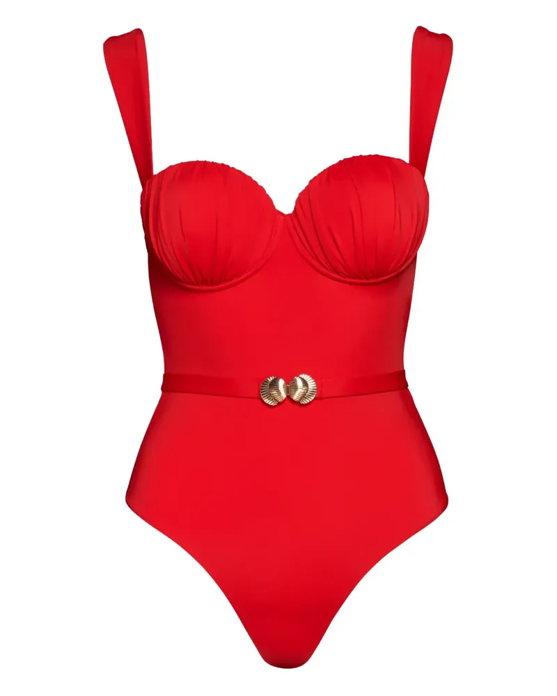Noire Swimwear Balconette-Badeanzug mit Gürtel - Rot Rot