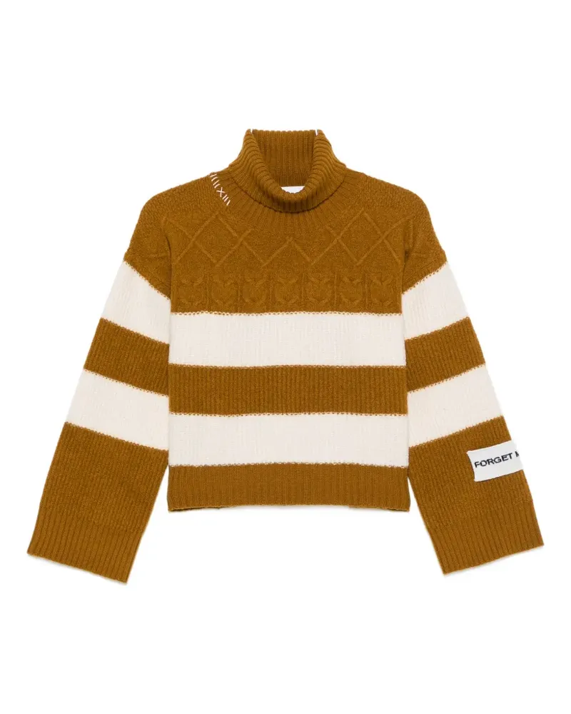 Erika Cavallini Gestreifter Pullover mit Zopfmuster - Braun Braun