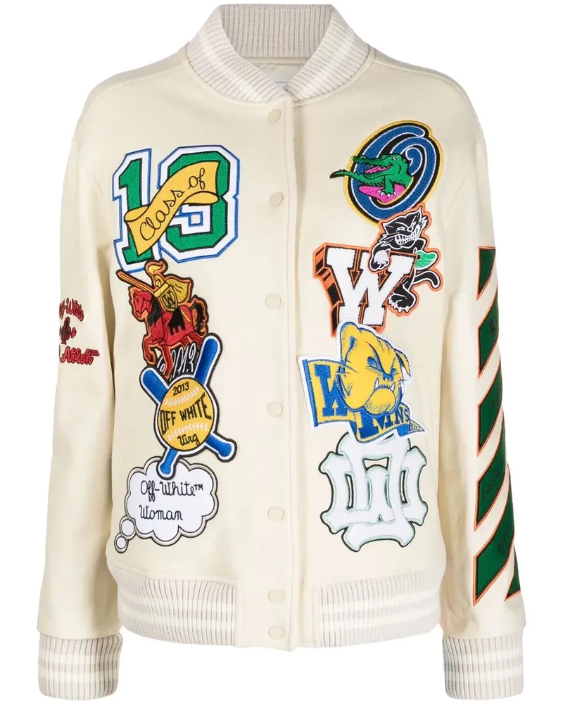 OFF-WHITE Collegejacke mit Patches - Nude Nude