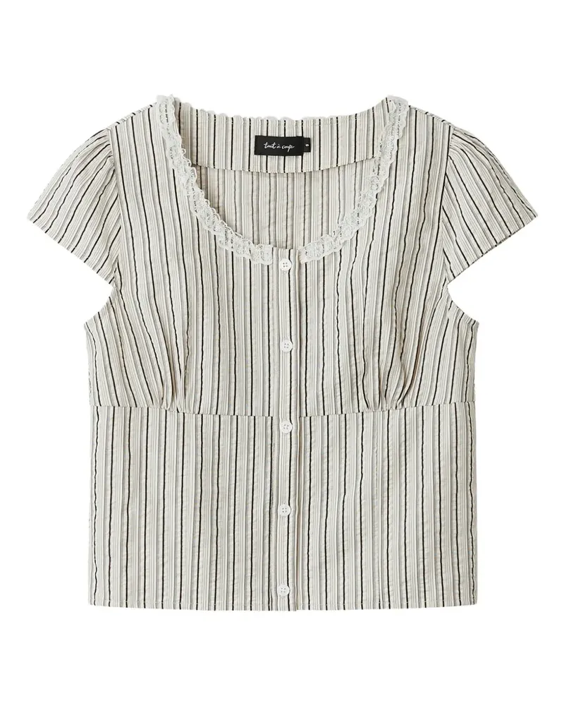 Tout a Coup stripe-print lace-trim blouse - Nude Nude