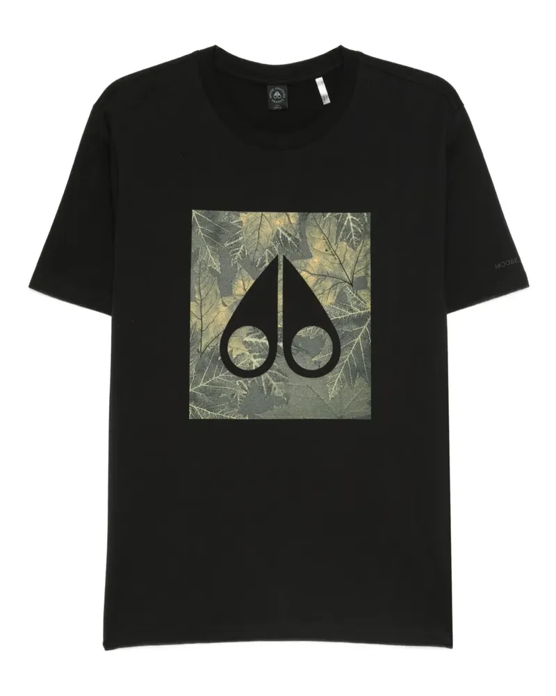 Moose Knuckles T-Shirt mit Blatt-Print - Schwarz Schwarz