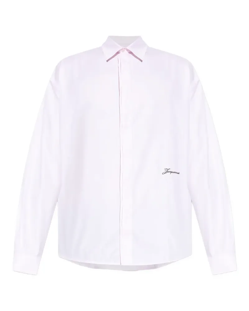 Jacquemus Fischgrätenmuster-Hemd mit Logo-Stickerei - Rosa Rosa