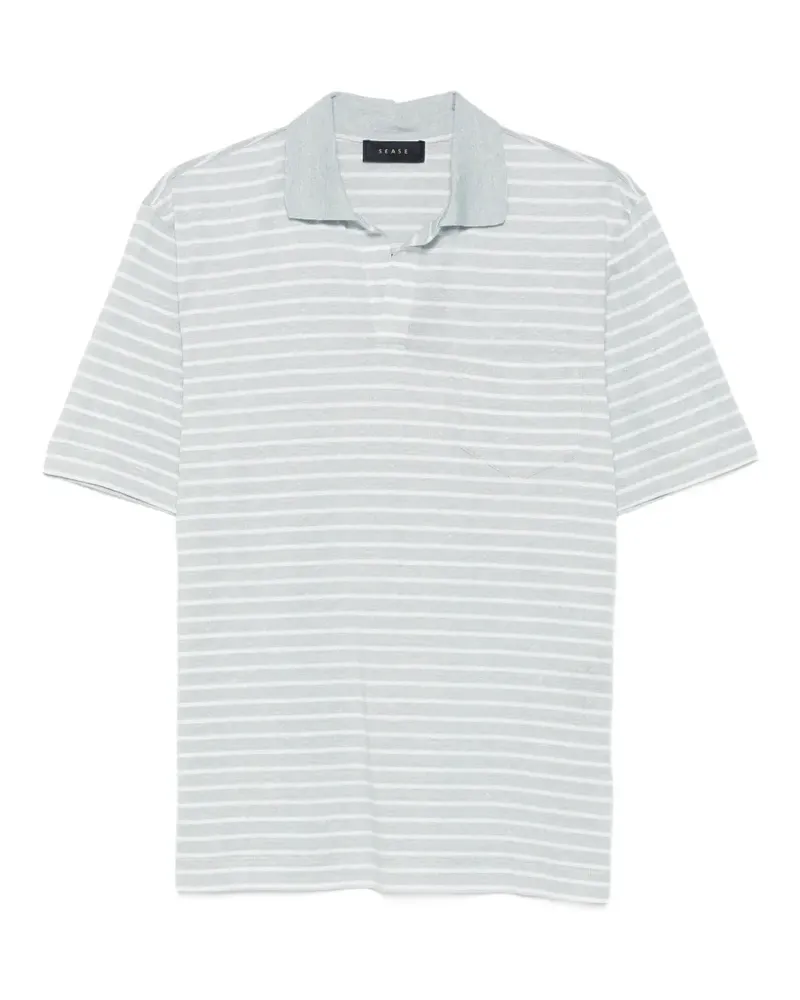 SEASE striped polo-collar T-shirt - Blau Blau