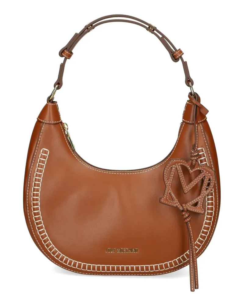 Moschino Schultertasche mit Herzanhänger - Braun Braun