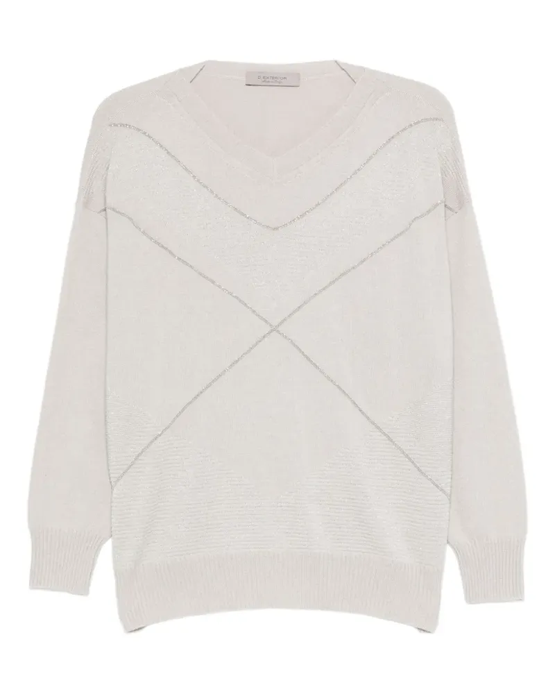 D.EXTERIOR Verzierter Pullover mit V-Ausschnitt - Grau Grau