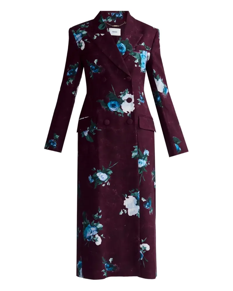 Erdem Doppelreihiger Mantel mit Blumen-Print - Rot Rot