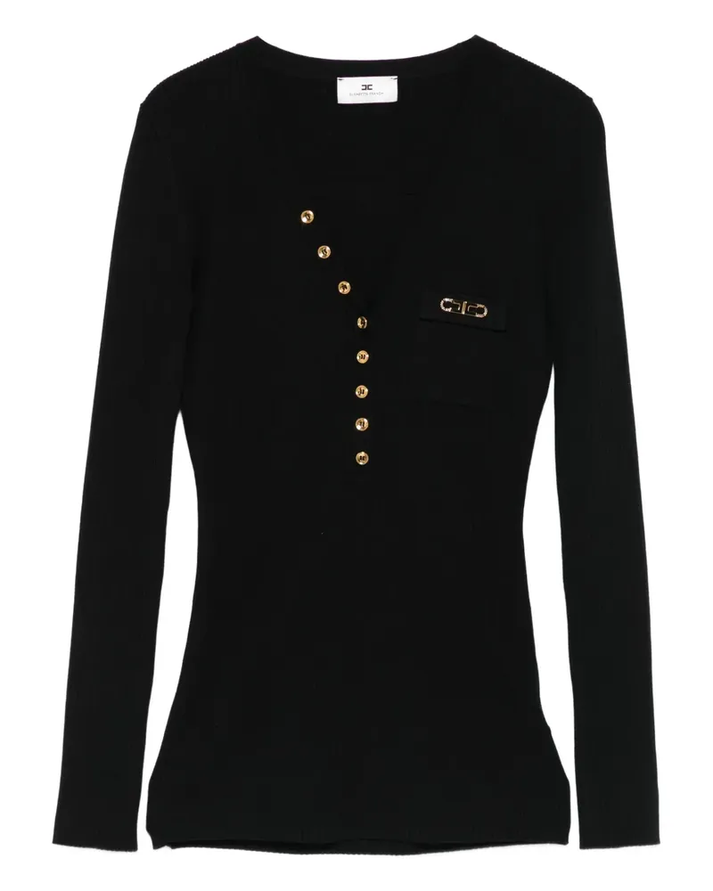 Elisabetta Franchi Langarmshirt mit Logo-Detail - Schwarz Schwarz