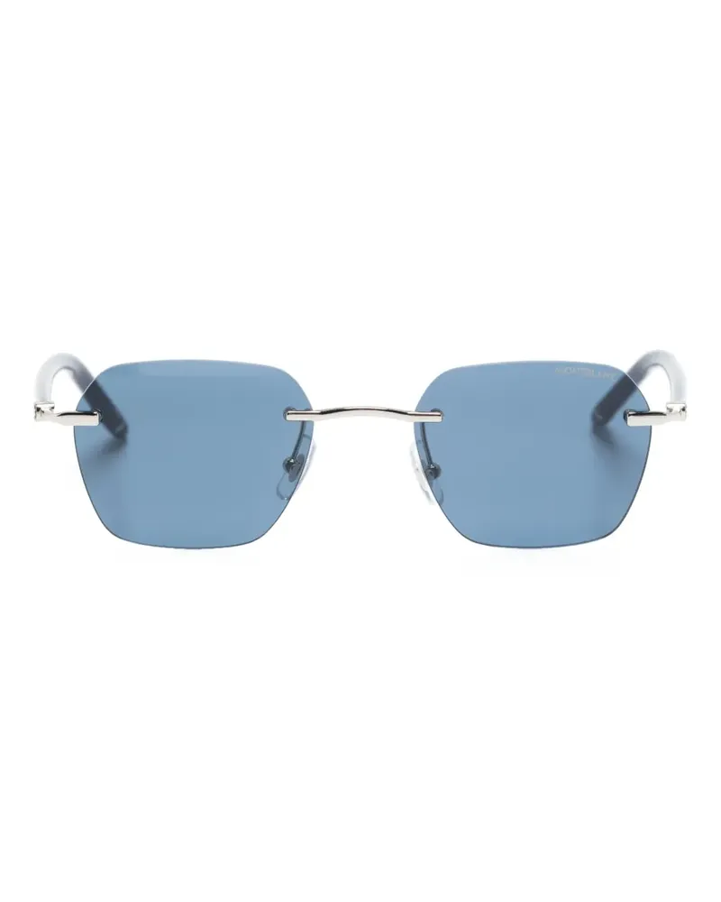 Montblanc Rahmenlose Sonnenbrille mit eckigen Gläsern - Blau Blau