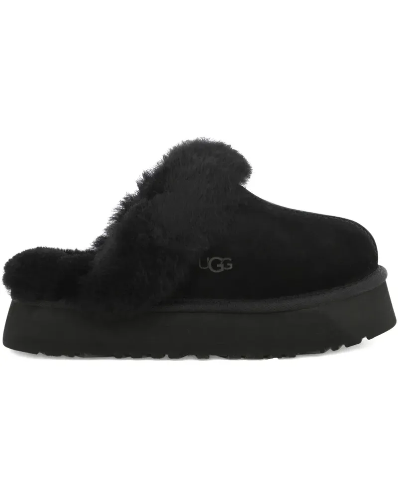 UGG Disquette Slipper mit Faux Fur - Schwarz Schwarz