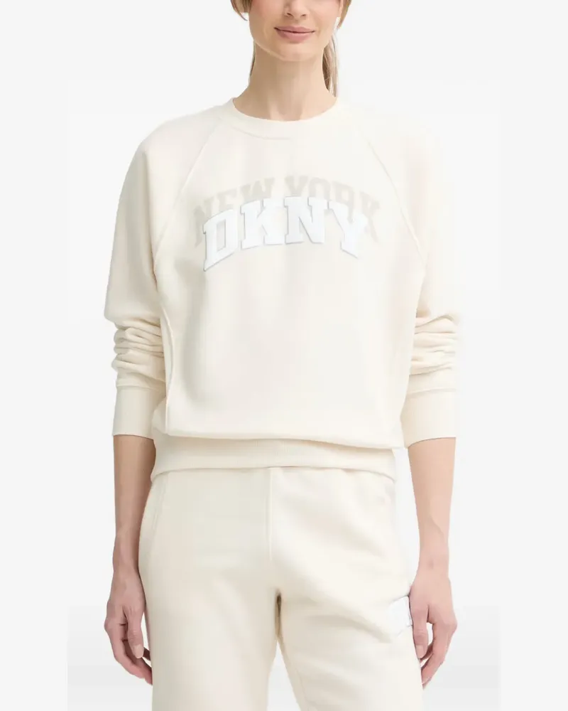 DKNY logo-patch raglan-sleeve sweatshirt - Nude Nude