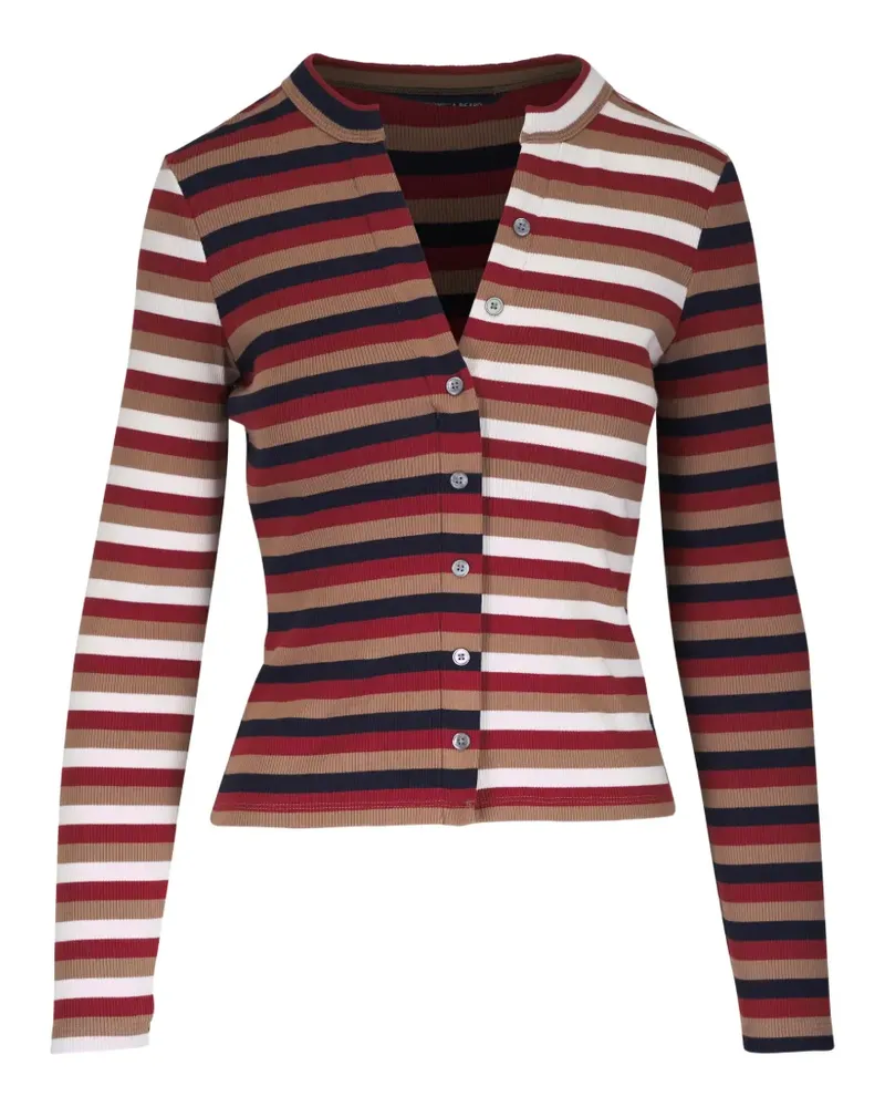 Veronica Beard striped rib-knit cardigan - Rot Rot