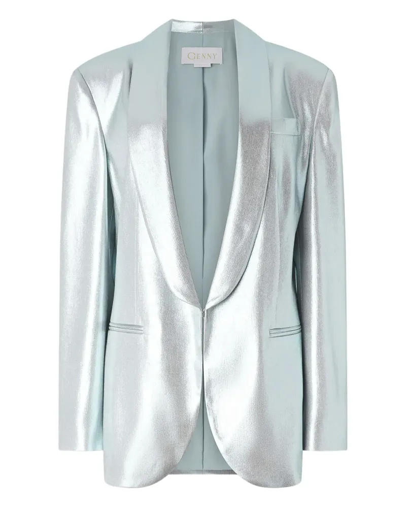 Genny Einreihiges Sakko im Metallic-Look - Blau Blau