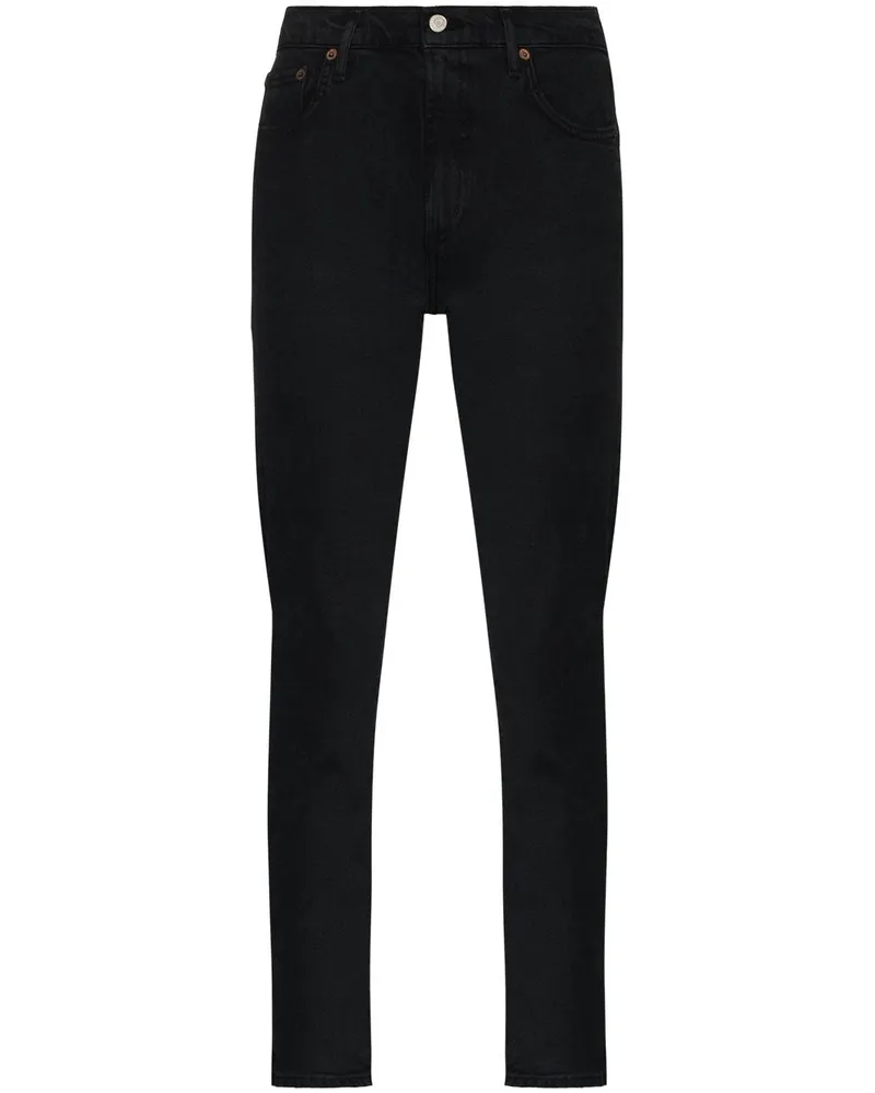 AGOLDE Halbhohe Toni Straight-Leg-Jeans Schwarz