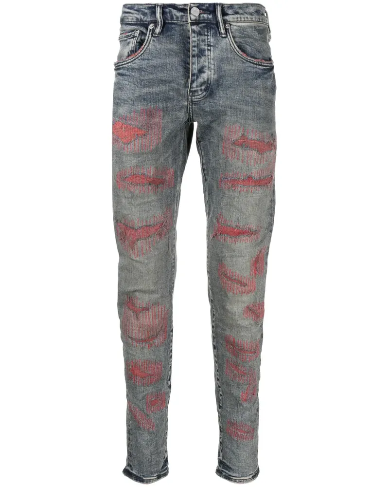 PURPLE BRAND Slim-Fit-Jeans im Distressed-Look - Blau Blau