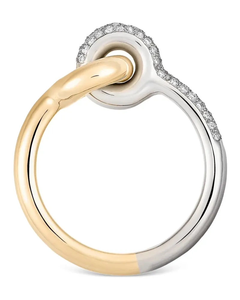 Charlotte Chesnais 18kt 'Maxi Twin Pave' Gelb- und Weißgoldring mit Diamanten Gold