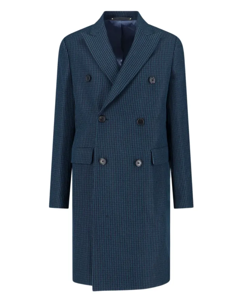 Paul Smith checked double-breasted coat - Blau Blau