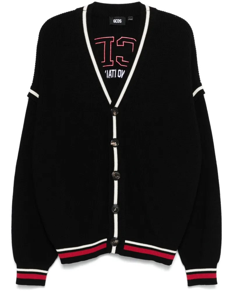 GCDS Cardigan mit Logo - Schwarz Schwarz