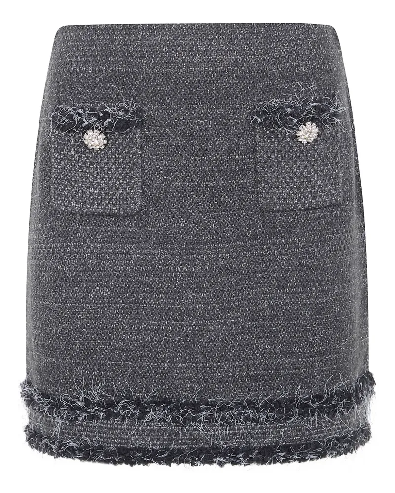 Blumarine Verzierter Mouliné Minirock mit Fransen - Grau Grau