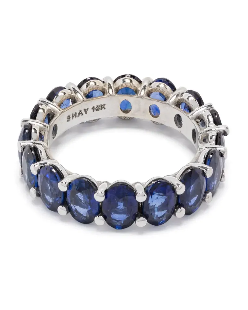 SHAY 18kt Oval Eternity Weißgoldring mit Saphir - Silber Silber