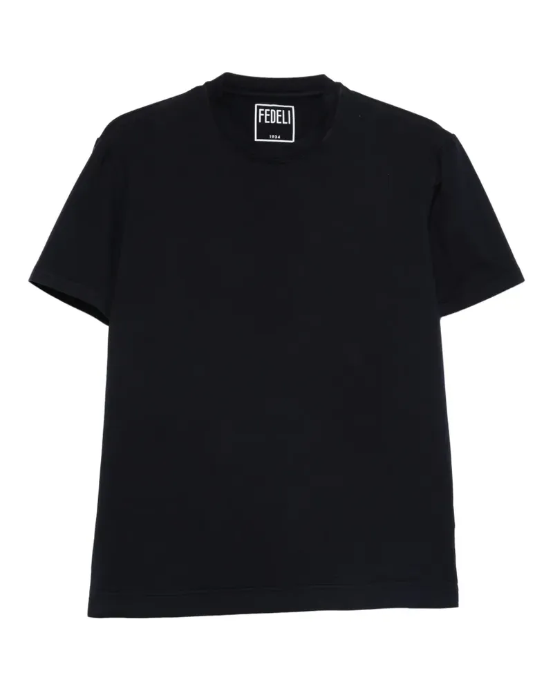 Fedeli T-Shirt mit rundem Ausschnitt - Blau Blau