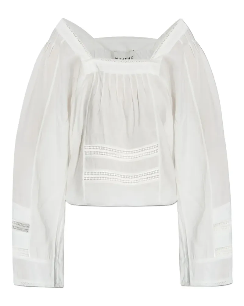 MUNTHE Plissierte Bluse mit eckigem Ausschnitt - Weiß Weiß