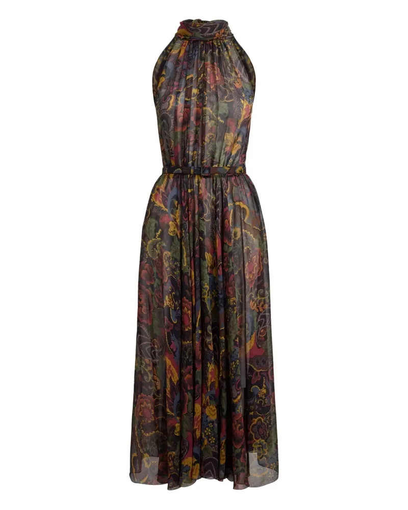 Ralph Lauren high-neck floral-print midi dress - Schwarz Schwarz