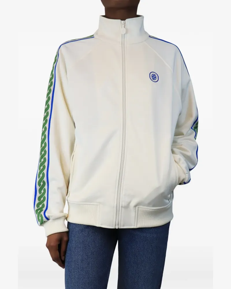 Drôle de Monsieur embroidered-logo side-stripe track jacket - Nude Nude