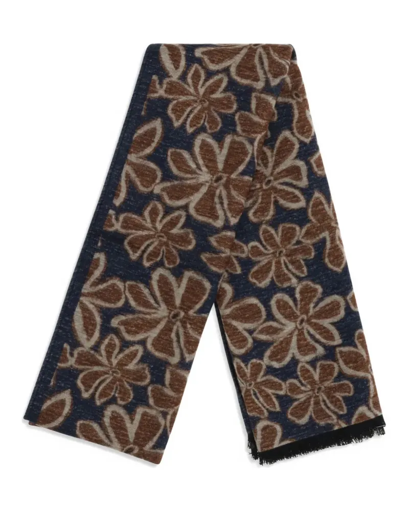 Kiton floral-print silk scarf - Blau Blau