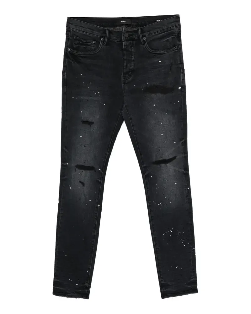 PURPLE BRAND P001 Reflective Paint Repair skinny jeans - Schwarz Schwarz